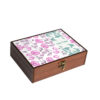 Thee-Organizer Box met Bloemmotief – Handgemaakte houten doos