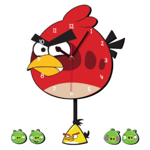 Houten Wandklok voor Kinderkamer met Angry Bird Ontwerp