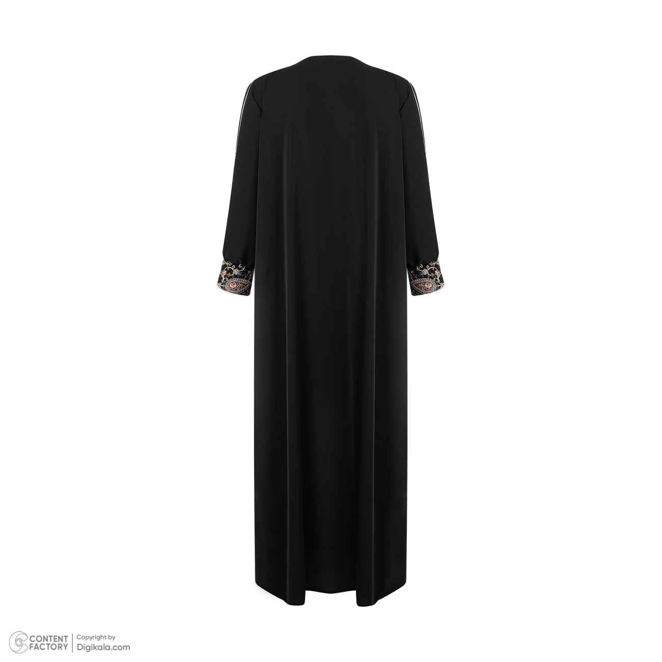 Zwarte Abaya met Bloem Paisley Ontwerp – Losse Pasvorm