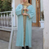 Elegante Turkooizen Abaya met Chevron Ontwerp