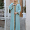 Elegante Turkooizen Abaya met Chevron Ontwerp