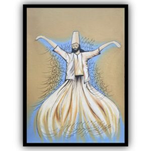 Authentiek Soefi Kunst Olieverfschilderij Sema Dans – Origineel Canvas Meesterwerk