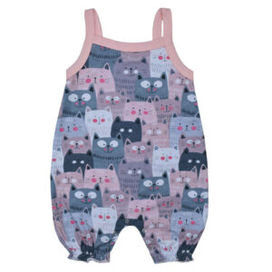 Baby Meisje Mouwloze Jumpsuit – Lichtroze Kat