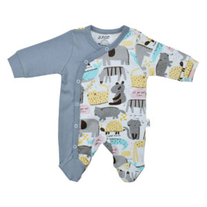 Baby Lange Mouw Jumpsuit – Grijs Dieren Ontwerp