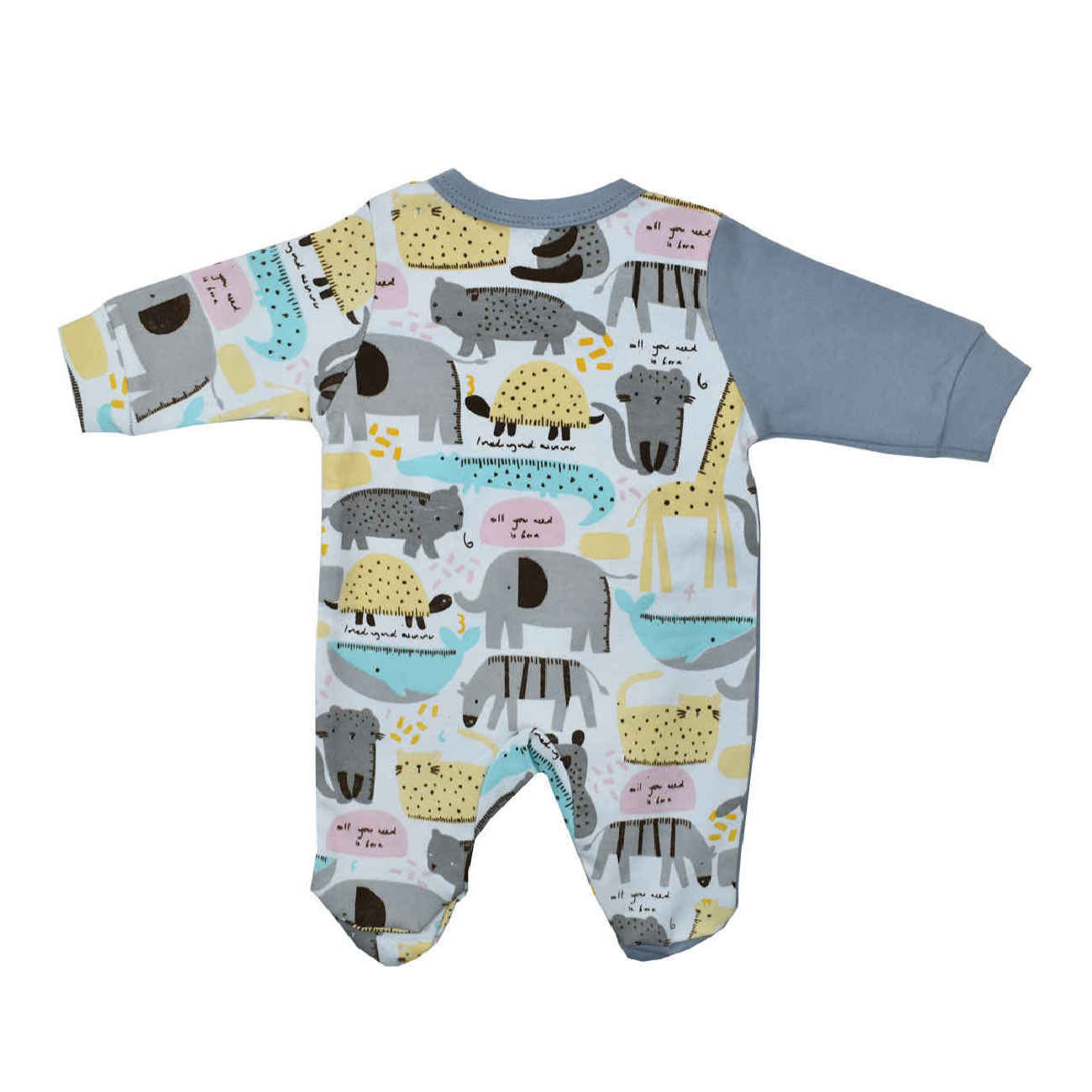 Baby Lange Mouw Jumpsuit – Grijs Dieren Ontwerp