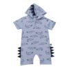 Baby Korte Mouw Jumpsuit – Blauw met Dierenpatroon