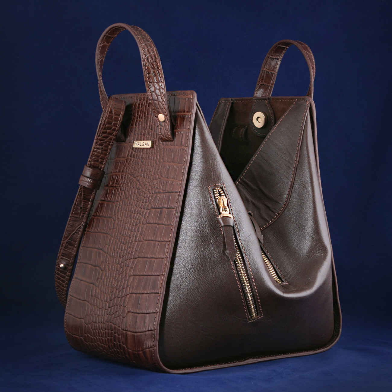 Bauletto Leren Handtas met Lange Band in Bruin