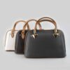 Bauletto Leren Handtas met Dubbele Handvatten in Zwart