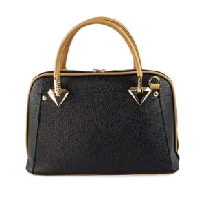 Bauletto Leren Handtas met Dubbele Handvatten in Zwart