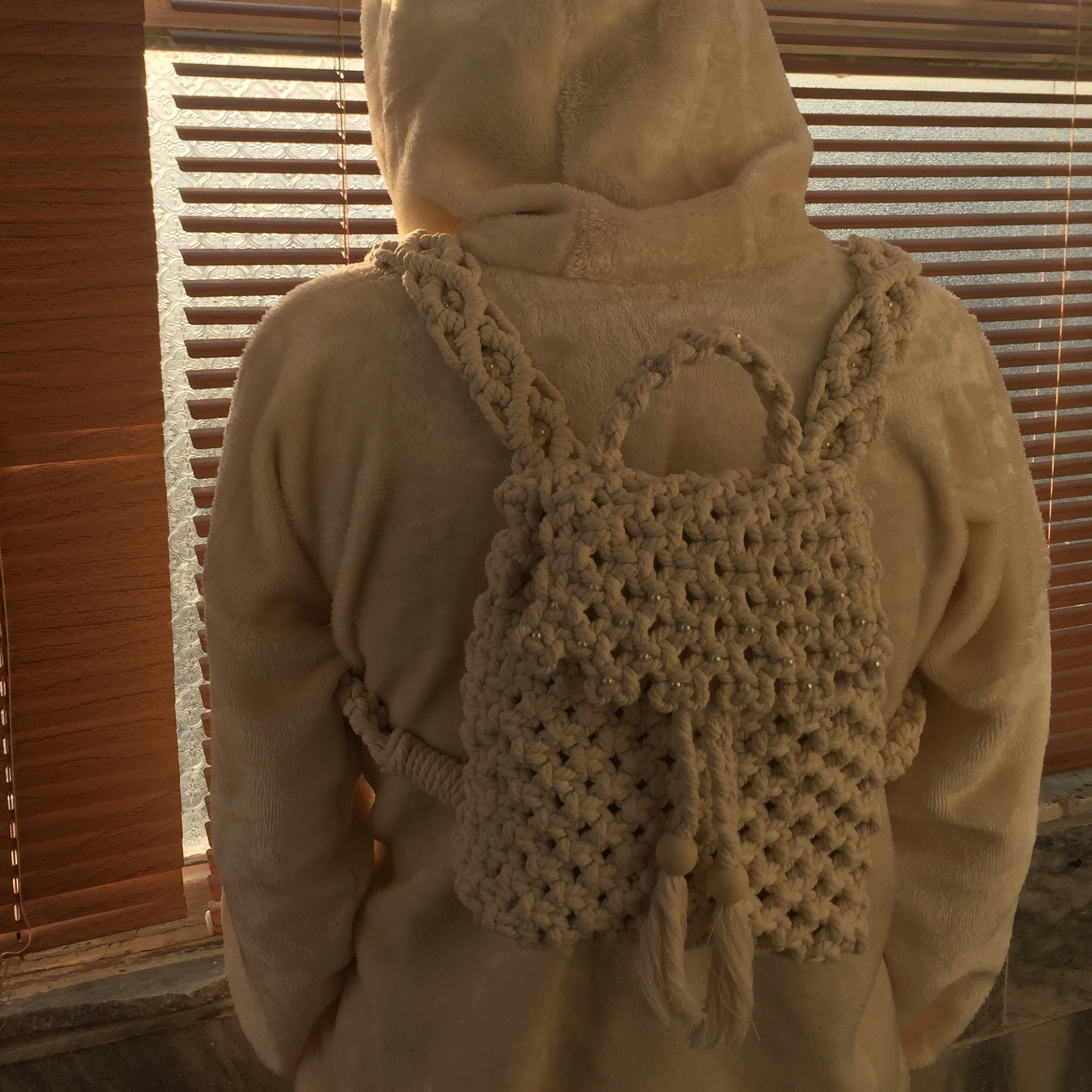 Boho Macramé Rugzak Handgemaakt – Melkachtig