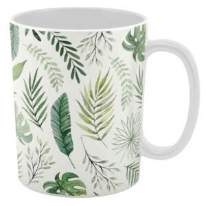 Keramische Koffiemok met Bladeren Ontwerp Wit