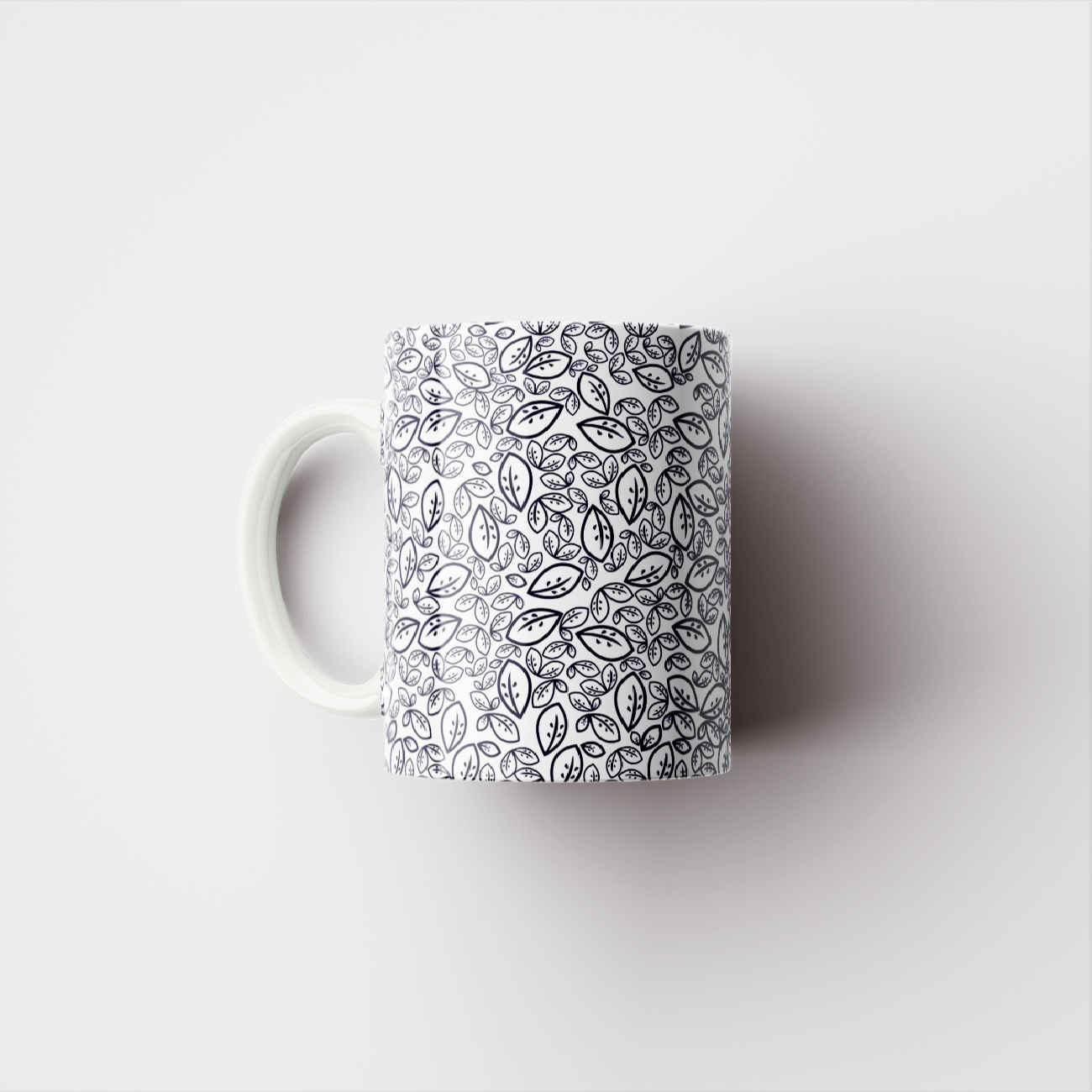 Keramische Koffiemok met Bladeren Ontwerp