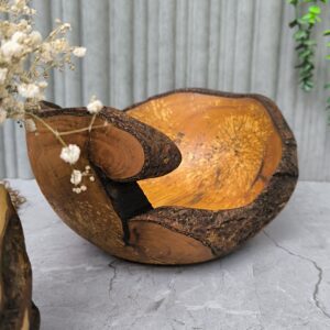 Decoratieve Burl Houten Kom – Natuurlijk Elzenhout