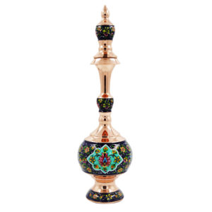 Decoratieve Koperen Fles Perzische Minakari met Bloemenmotief