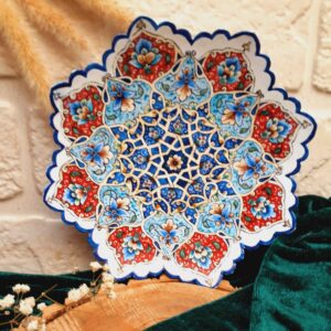 Decoratief Koperen Bord in Perzische Minakari Artistiek Handgemaakt