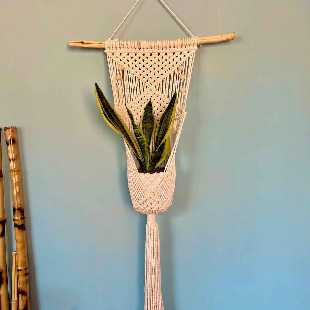 Decoratief Elegant Macramé Wandkleed Wandtapijt Kunst met Vaasje
