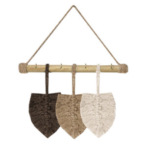 Decoratieve & Handgemaakte Macramé Wand Sleutelhouder met Bladontwerp