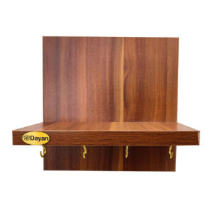 Decoratieve houten wand-sleutelhouder met plank & haken