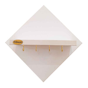 Decoratieve houten wand-sleutelhouder met plank & 4 haken