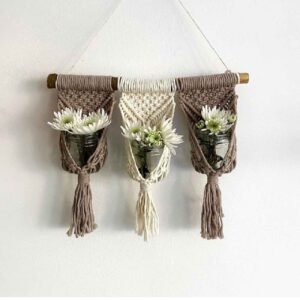 Decoratief Macramé Wandkleed Wandtapijt Kunst met Vaasje