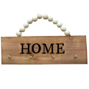 Decoratieve & Houten Wand Sleutelhouder met 4 Haken