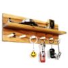 Decoratieve & Houten Wand Sleutelhouder met Plank & 6 Haken