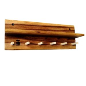 Decoratieve & Houten Wand Sleutelhouder met Plank & 6 Haken