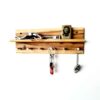 Decoratieve & Houten Wand Sleutelhouder met Plank & 6 Haken