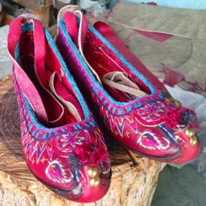 Rode Leren Perzische Pantoffels (Charough)