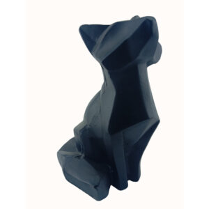 Geometrisch Zittende Zwarte Vos Kubisme Beeld – Moderne Sculptuur