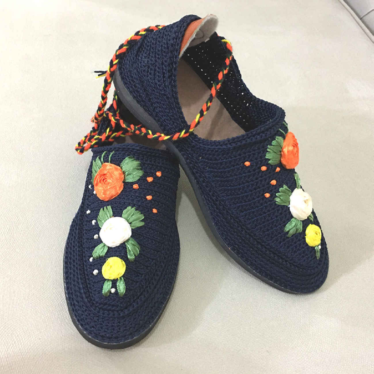 Giveh Schoenen – Perzisch Schoeisel Navy Blauw Bloemen