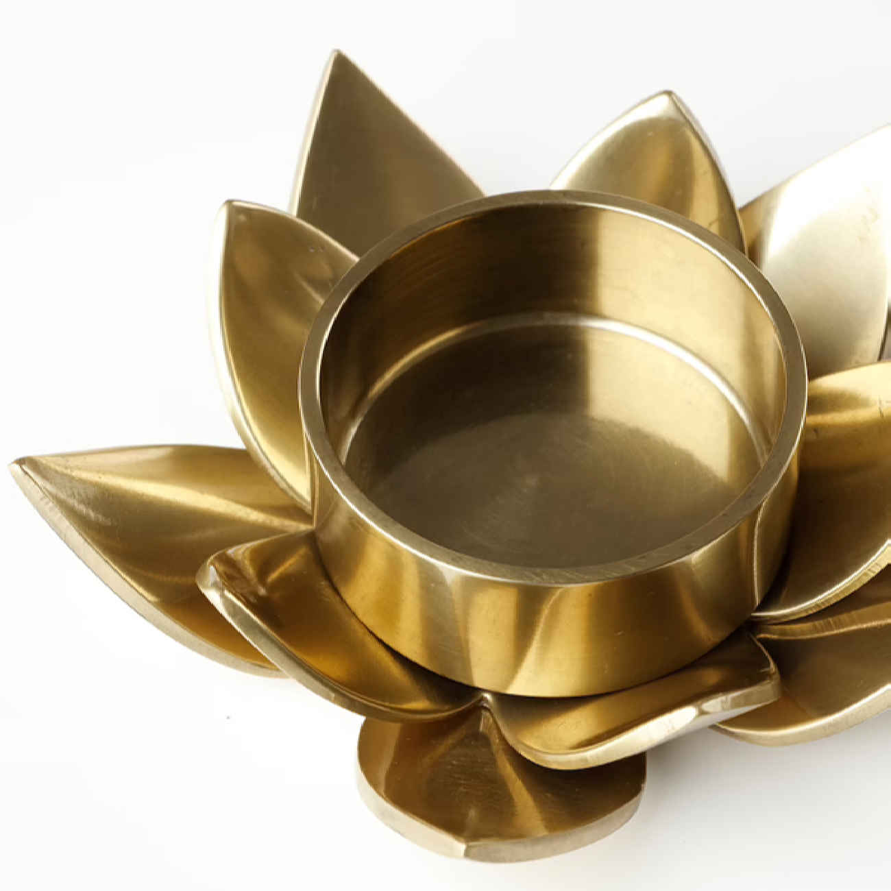 Glanzende Stalen Kaarshouder met Lotus Ontwerp Goud