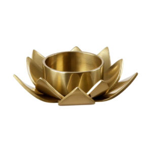 Glanzende Stalen Kaarshouder met Lotus Ontwerp Goud