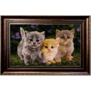 Handgeknoopt Perzisch Wandtapijt uit Tabriz met kittens