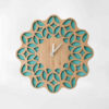 Handgemaakte Perzische Houten Wandklok – Turkoois