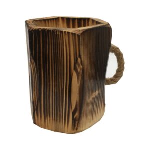 Handgemaakt Houten Make-upkwastenhouder met Artistiek Ontwerp & Handvat