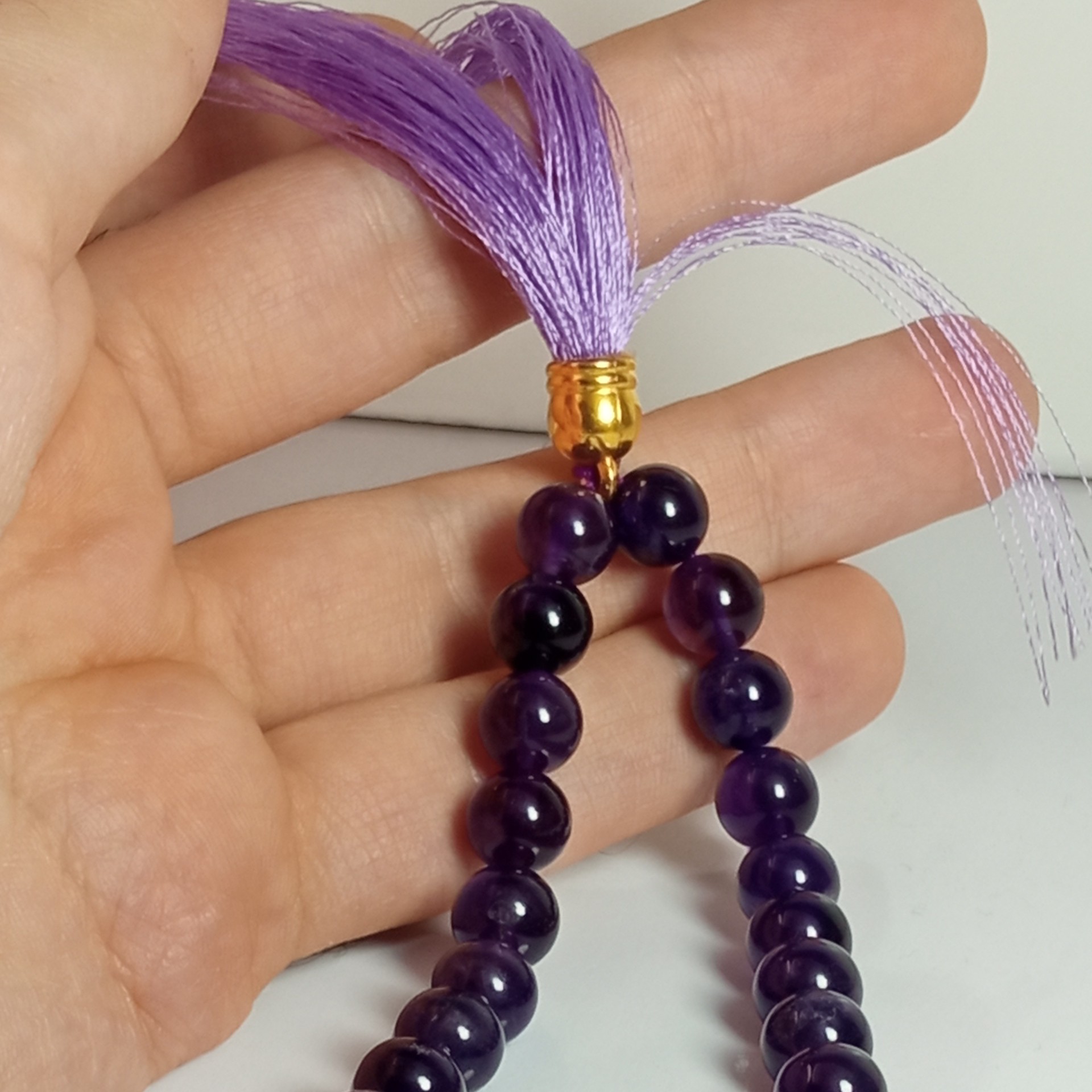 Islamitische Amethist Rozenkrans Gemaakt met 33 Gebedskralen Tasbih Misbaha