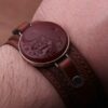 Islamitische Leren Armband Agaatsteen Imam Hassan Bruin
