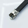 Leren Stalen Armband in Boom Ontwerp Zwart