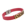 Leren Armband met Geometrisch Ontwerp in Roze