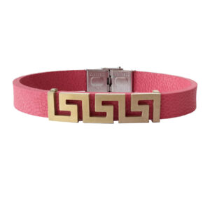 Leren Armband met Geometrisch Ontwerp in Roze