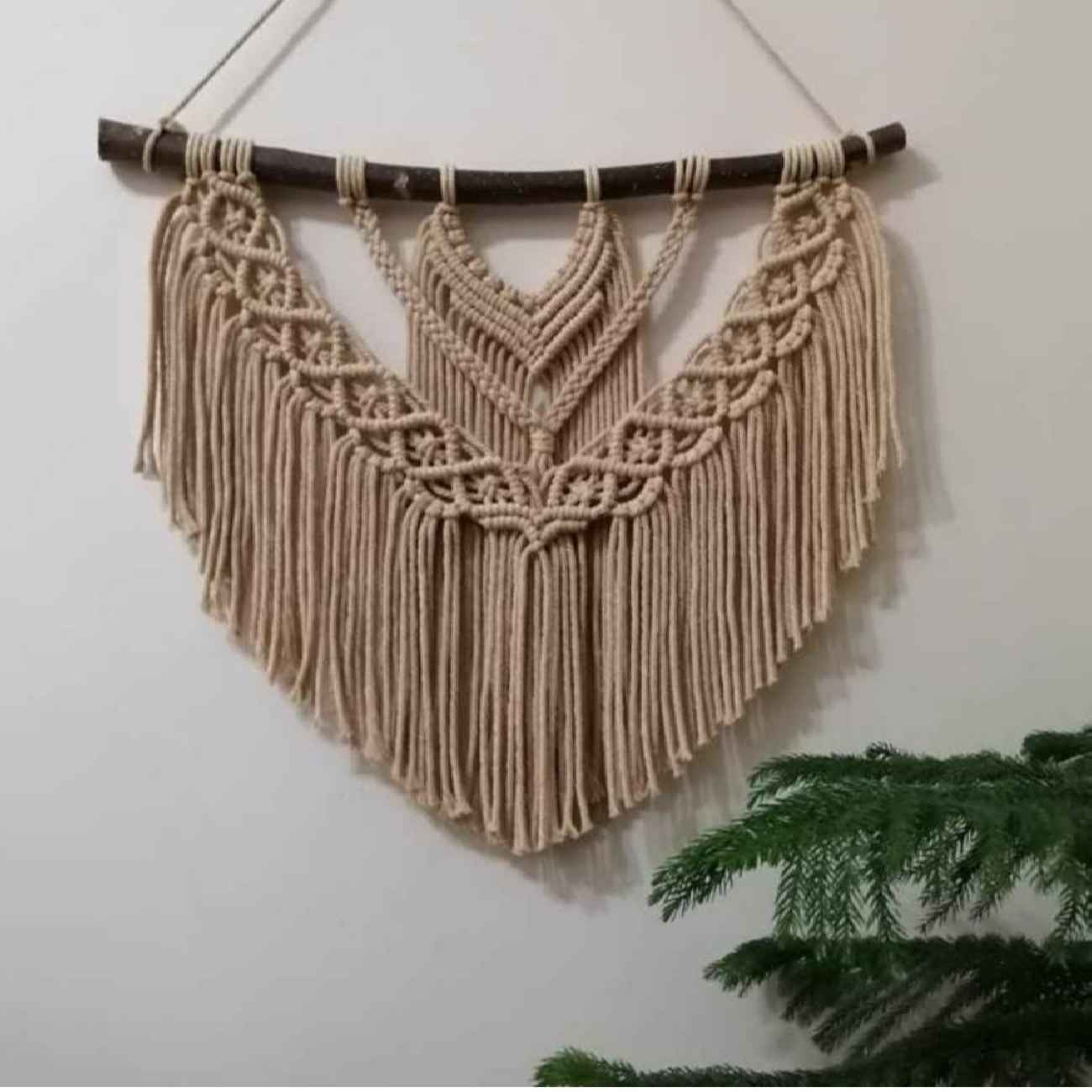Macramé Wandkleed Wandtapijt Kunst Bohemian met Geometrisch Ontwerp