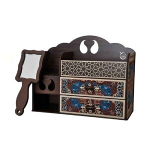 Make-up Organizer Standaard Set met Handspiegel – Hout & Termeh