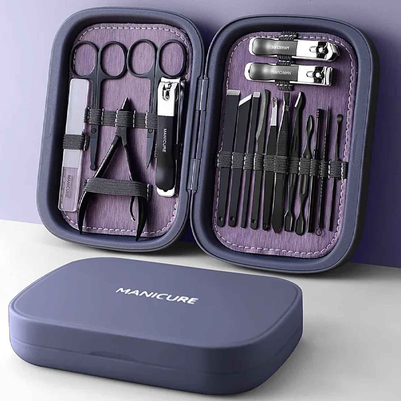 Luxe Manicure- en Pedicureset – 18-delig Purper
