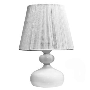 Metalen Tafellamp met Witte Stoffen Kap