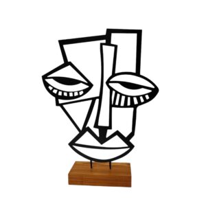 Minimalistische Kunstsculptuur – Metalen Kubisme Gezicht