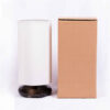 Minimalistische Houten Cilinder Tafellamp – Witte Kap