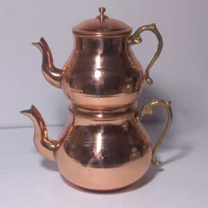 Perzische Koperen Dubbele Theepot Duurzaam & Gehamerd – Dilara
