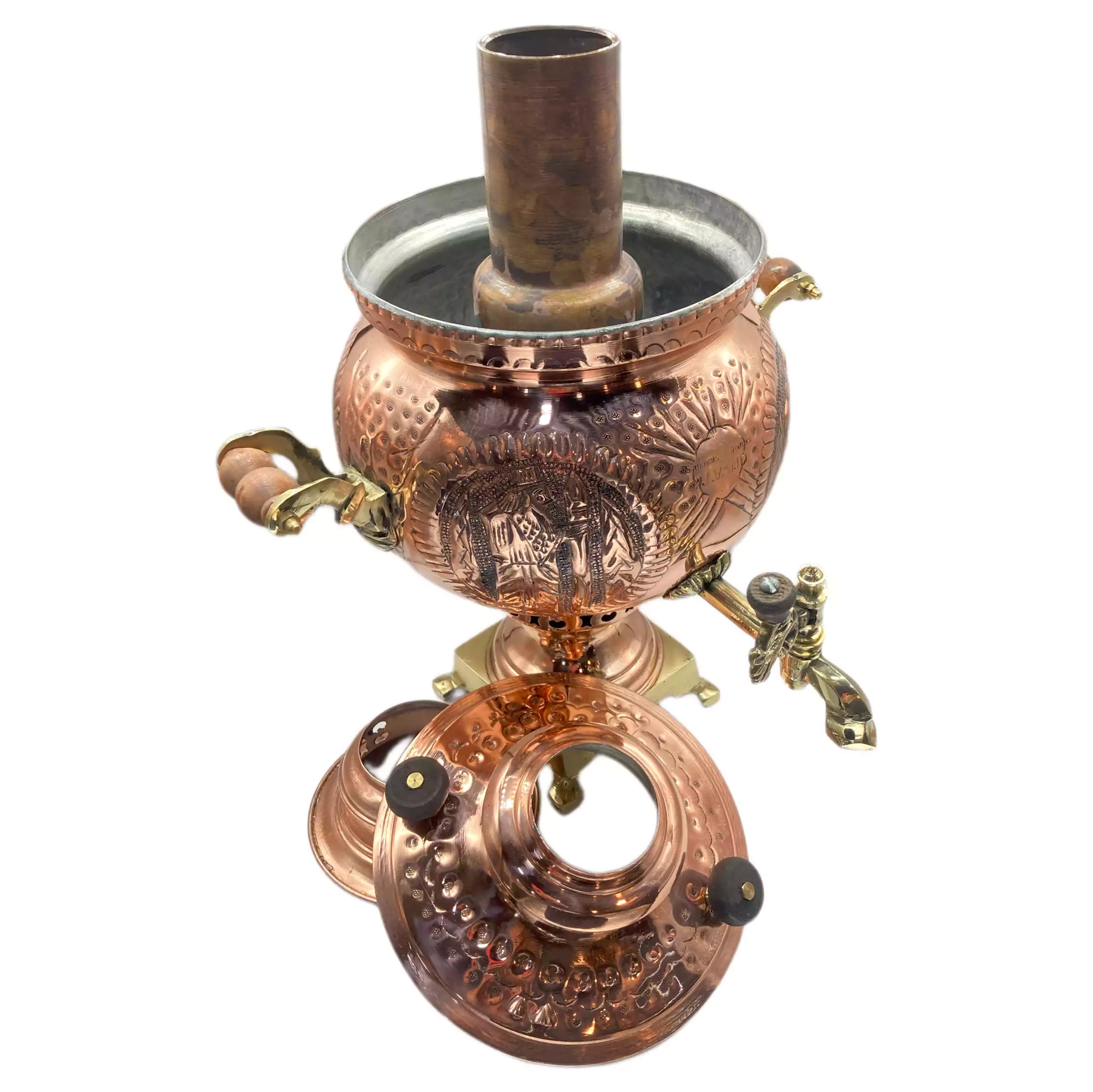 Perzische Koperen Samovar Decoratieve Houtskool Theemaker 6 Liter