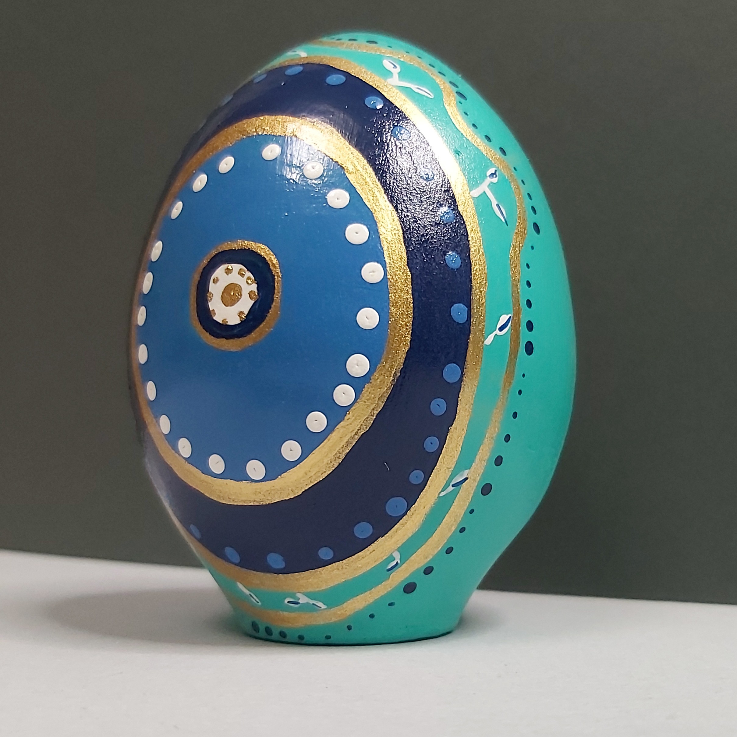 Perzisch Decoratief Handbeschilderd Struisvogelei met Boze Oog Ontwerp